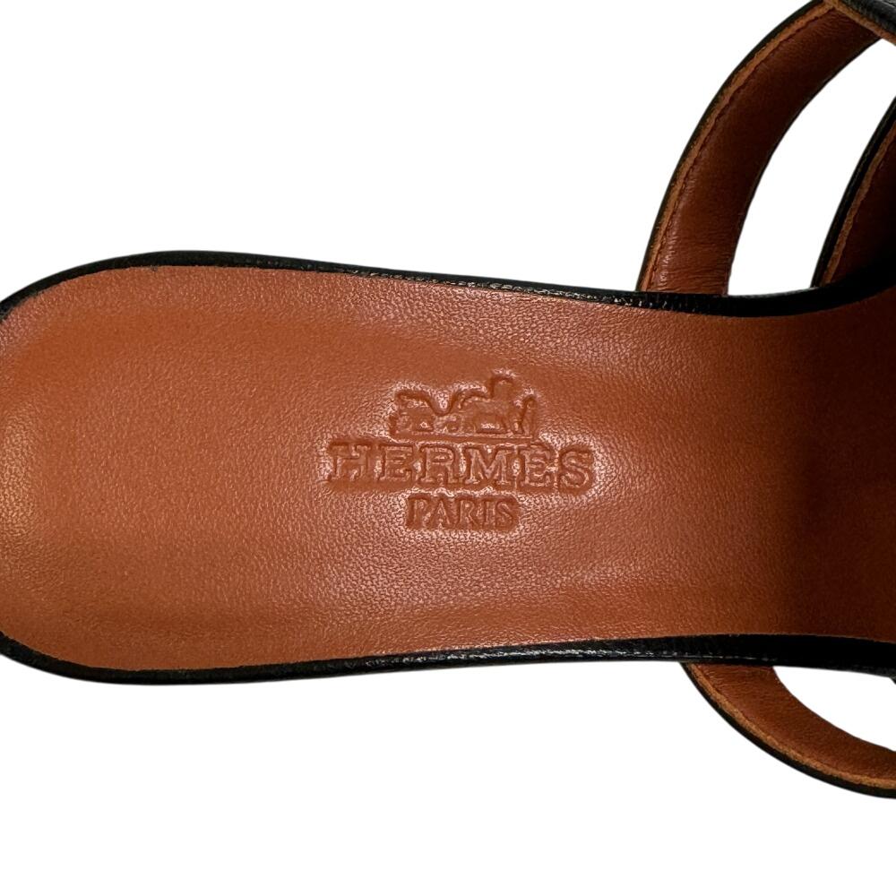 Hermes CM21107022009 Candy Goat Kelly Buckle Heeled Sandals Sandals Black Goat Women Used