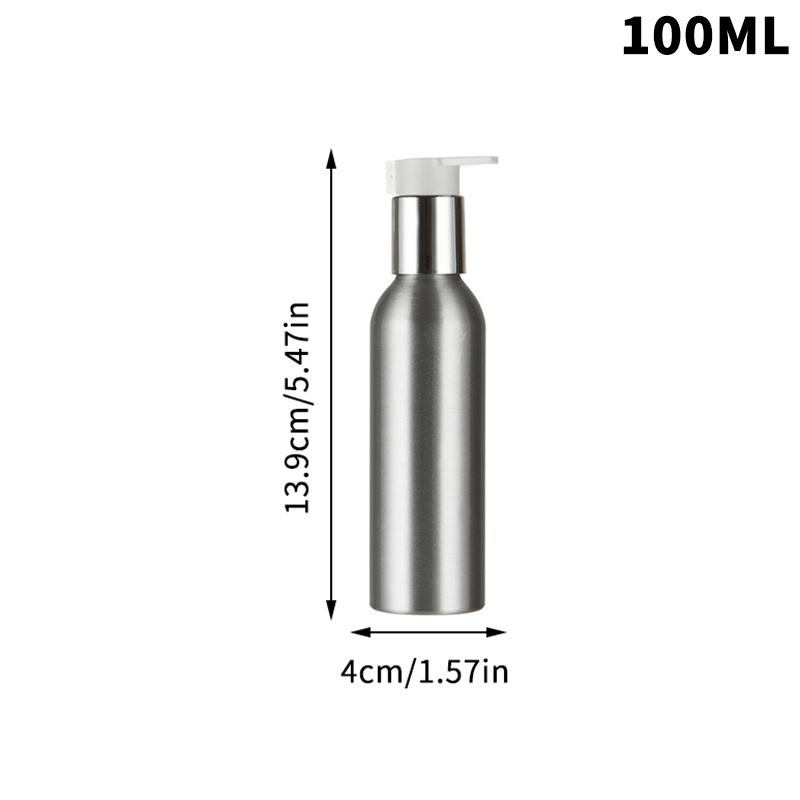 Empty Aluminium Pump Bottle 40-200ml Refillable Travel Container for Lotion Cream and Liquid Toiletries