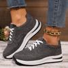Fashion Blue Denim Platform Sneakers Women Fashion Thick Sole Lace Up Sports Shoes Woman Plus Size 43 Comfortable Casual Female Sneakers