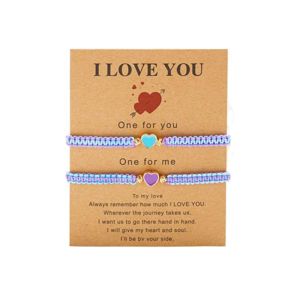 Контрастные цвета Сердце Парный браслет Плетеный браслет Фортуна Ретро браслет в форме сердца для девочек