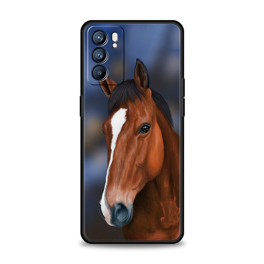 Чехол для телефона с изображением животного Лошадь для Oppo A17 A31 A54 A57 A78 A79 A98 Find X5 X6 Reno 6 7 8 10 11 12 13 F Pro 5G Мягкий ТПУ Чехол Funda Сумка