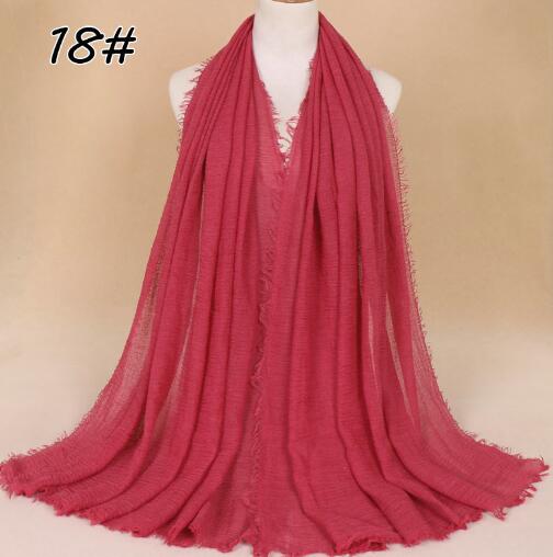 New Ethnic Oversize Muslim Crinkle Hijab Head Scarf Women Solid Bubble Cotton Shawls And Wraps Soft Big Linen Foulard Femme
