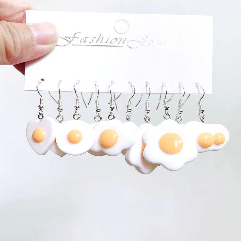 5 Pair Set Small Fresh Colored Resin Pendant Earrings Luminous Turtles Lollipop Ducks Rainbow Cat's Paws Dices Earrings Female