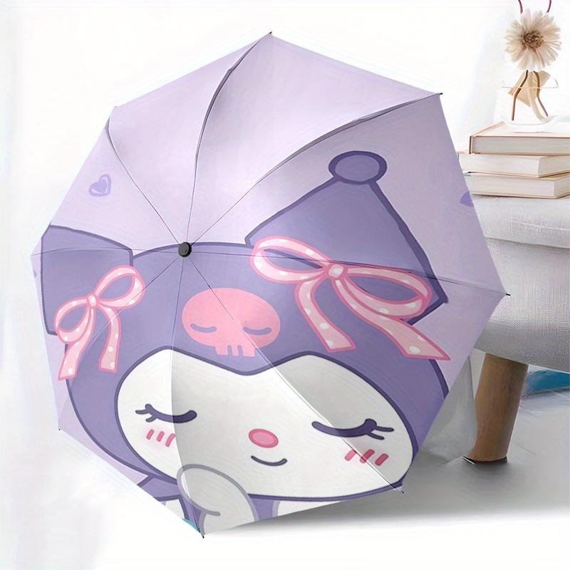 Kuromi Automatic Open/Close Umbrella-Cute Umbrella with Cute Design, Portable 3-Fold Compact Umbrella for Men & Women, Halloween Christmas G