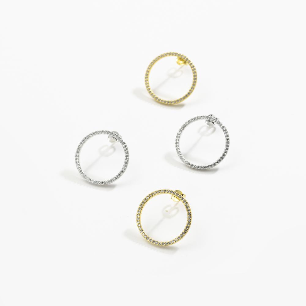 ANDYWEN Стерлингового Серебра 925 пробы, золото, большой круг, CZ Pave, серьги-гвоздики, клипсы, роскошные ювелирные изделия, круглые хрустальные женские клипсы, драгоценности