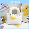 Adorable Cartoon Plush Shoulder Bag For Girls Trendy Soft Goose Handbag For Kids