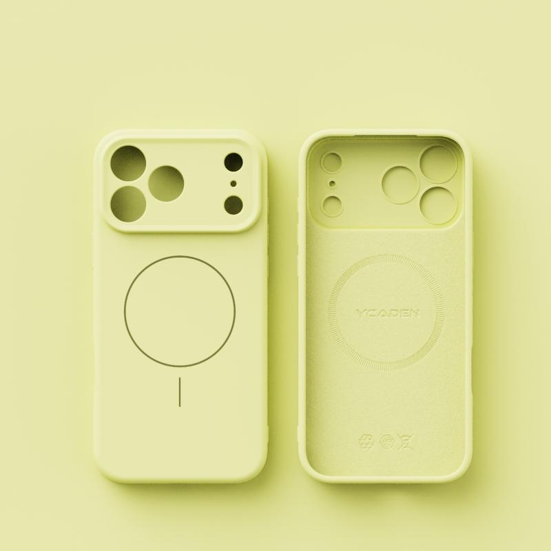 Желтый Жидкий Силикон Для Чехла MagSafe Для iPhone 17 Air 16 Plus 15 14 13 12 11 Pro Max Магнитная Беспроводная Зарядка Чехол