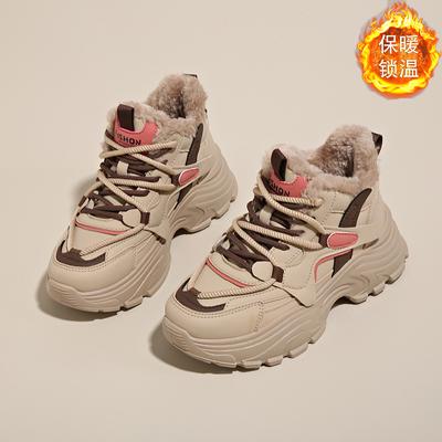 CRLAYDK Кроссовки женские на толстой подошве, на платформе, с меховой подкладкой, теплые, зимние спортивные туфли на танкетке, повседневные, для ходьбы, модные, для тенниса