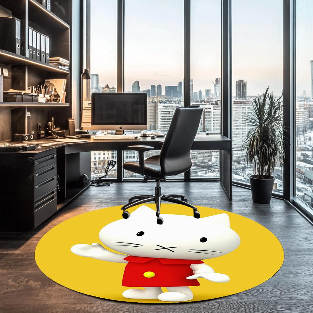 Musti Printed Round Rug Carpet Chair Rug Area Rug Entryway Doormats,for Office Chair Living Room Bedroom Kitchen Room.