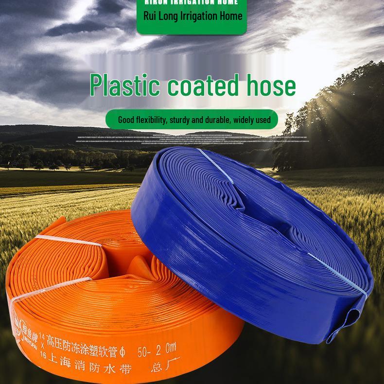 Irrigation High-Pressure Rubber-Coated PVC Water Hose - Blue & Yellow for Agricultural Use