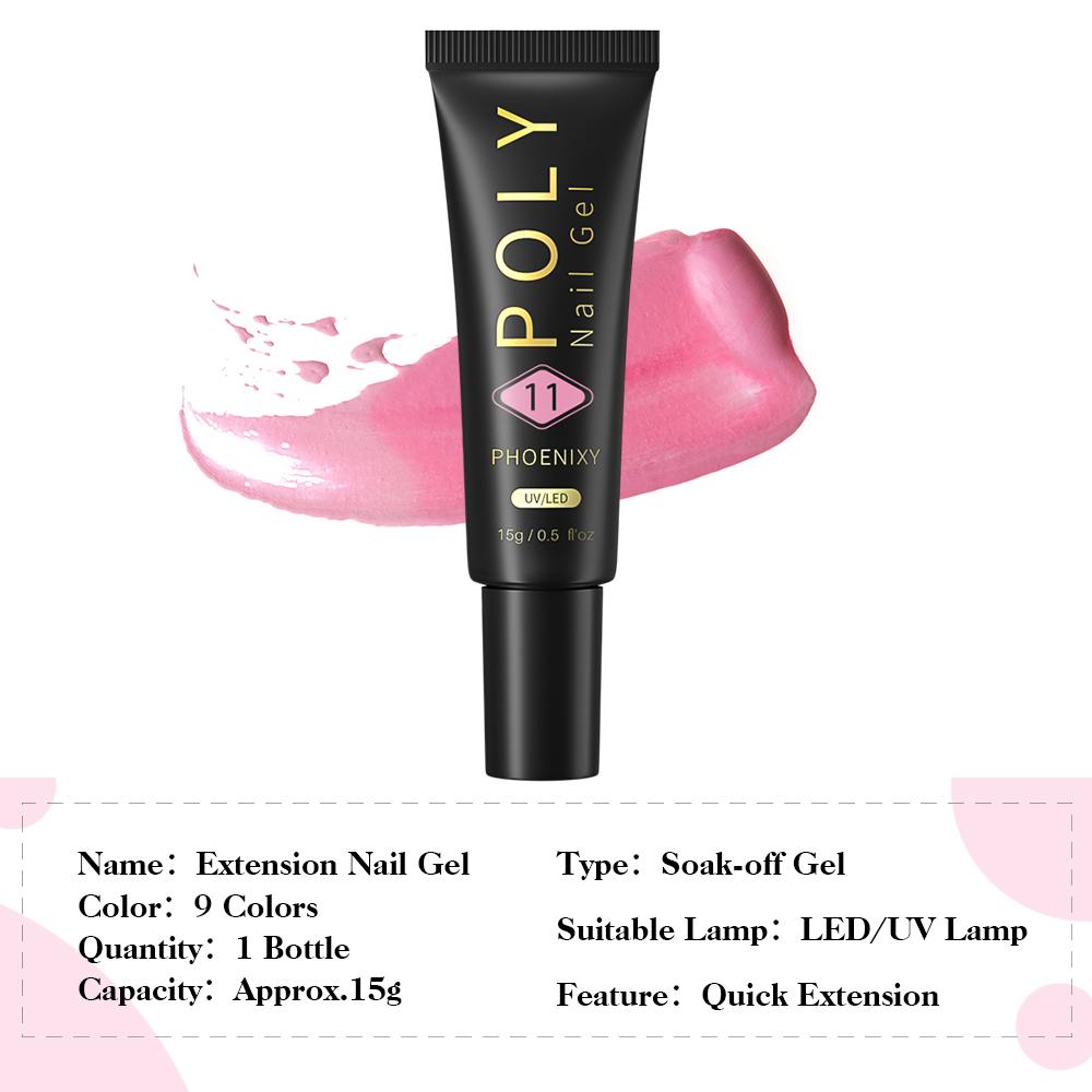 PHOENIXY 37 цветов поли УФ-гель для наращивания ногтей с блестящим лаком для ногтей для шедевров нейл-арта с использованием полигеля