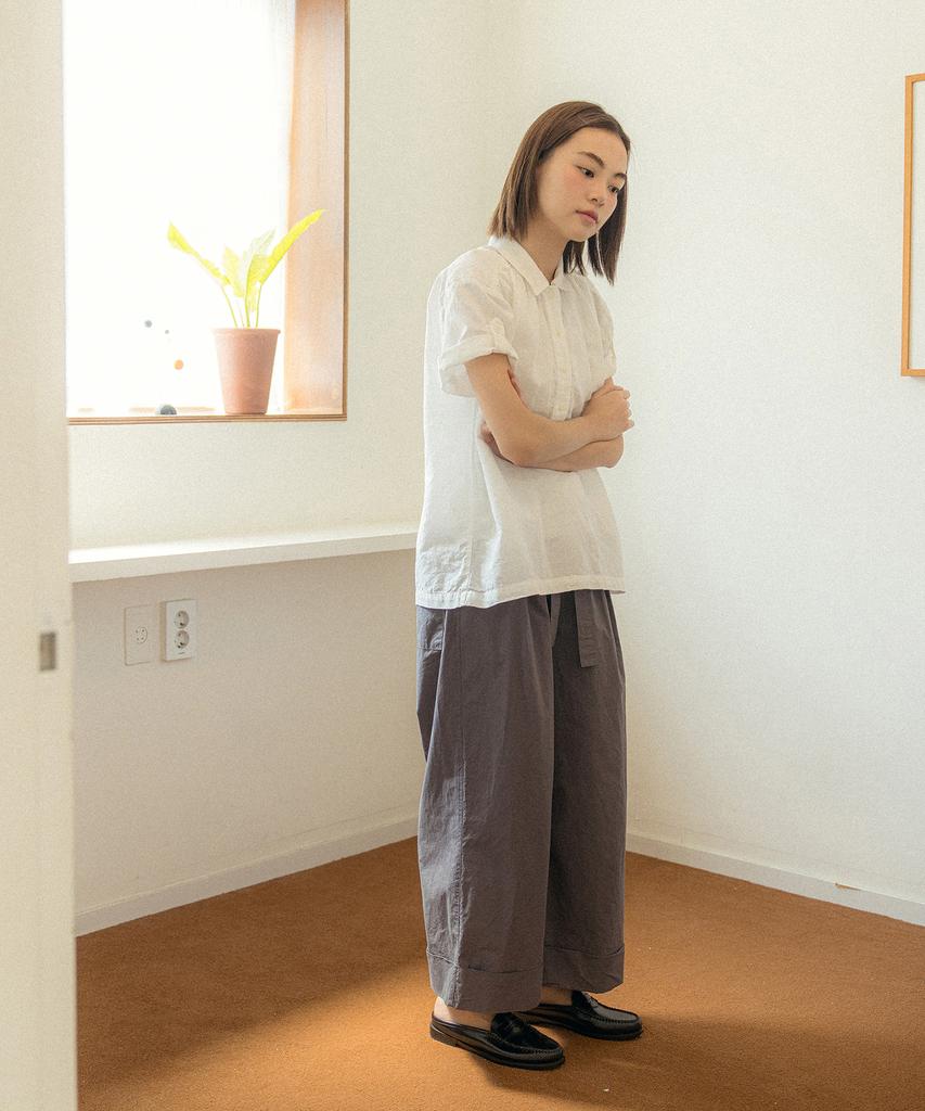 COTTON BELL Belt Cuff Wide Pants - Gray