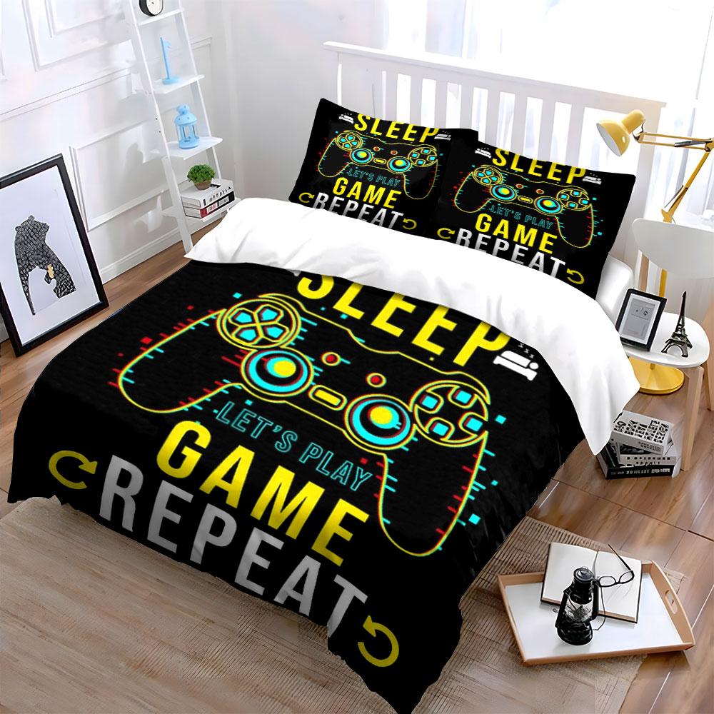 Game controller and text. Bedding sets Duvet cover sets Duvet covers Pillowcases(1*Duvet Cover 2*Pillowcases without duvet insert)