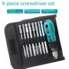 9-Piece Multifunctional Screwdriver Set with Flat and PH2 Cross Heads