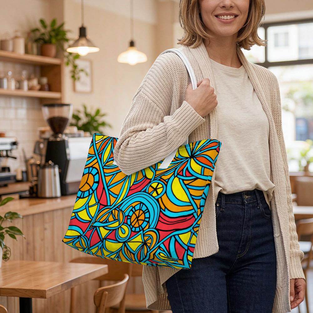Abstract Art Print Portable Daily Tote Bag Lightweight Fashion Shoulder Carry Bag for Shopping