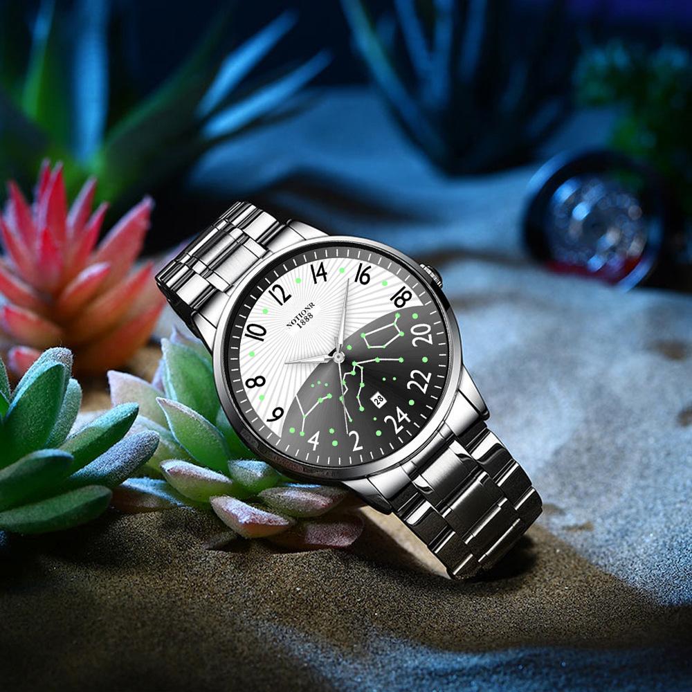 Мужские часы Starlight, кварцевые часы для мужчин «день и ночь», повседневные мужские часы из нержавеющей стали, аналоговые часы с календарем