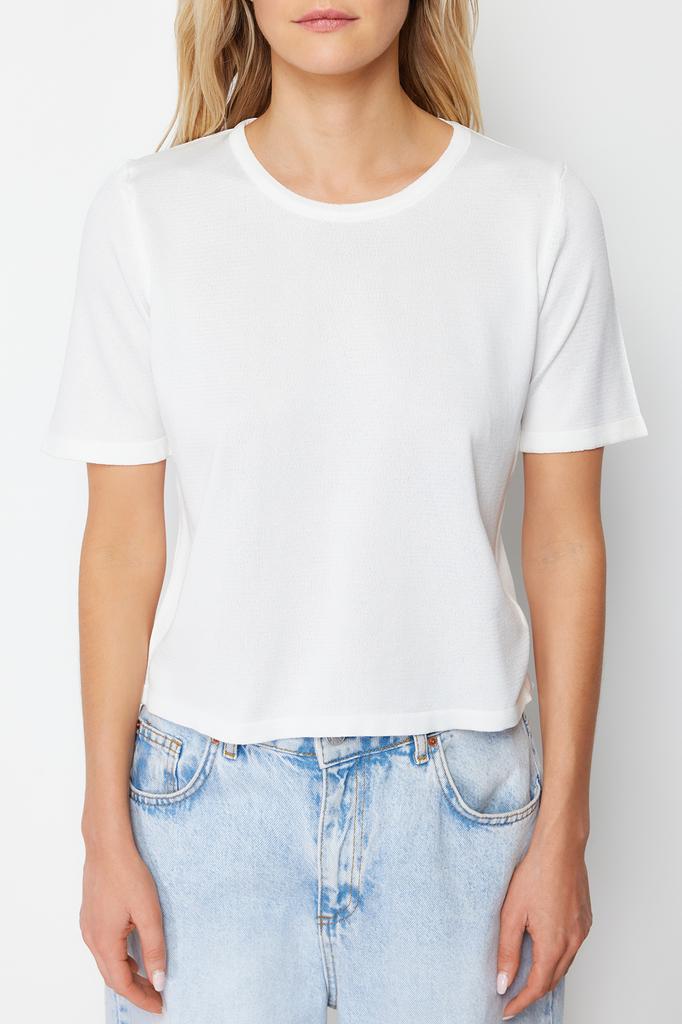 Женская мода, новый свитер, розовая трикотажная футболка с круглым вырезом