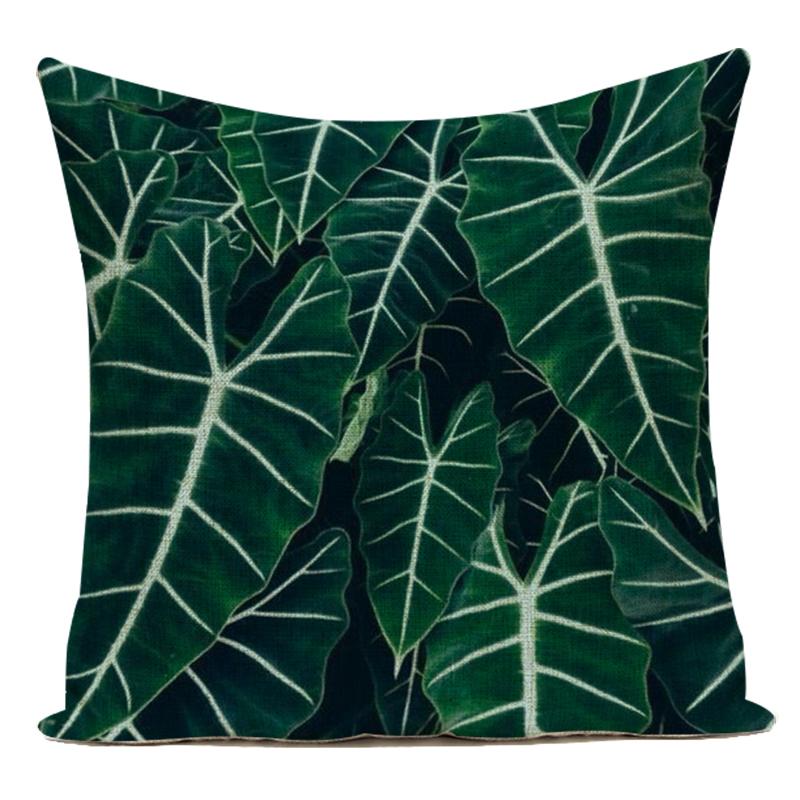 Tropical Green Plant Leaf Cactus Palm Polyester Pillow Case Sofa Home Decoration Cushion Cover Pillowcase for Living Room