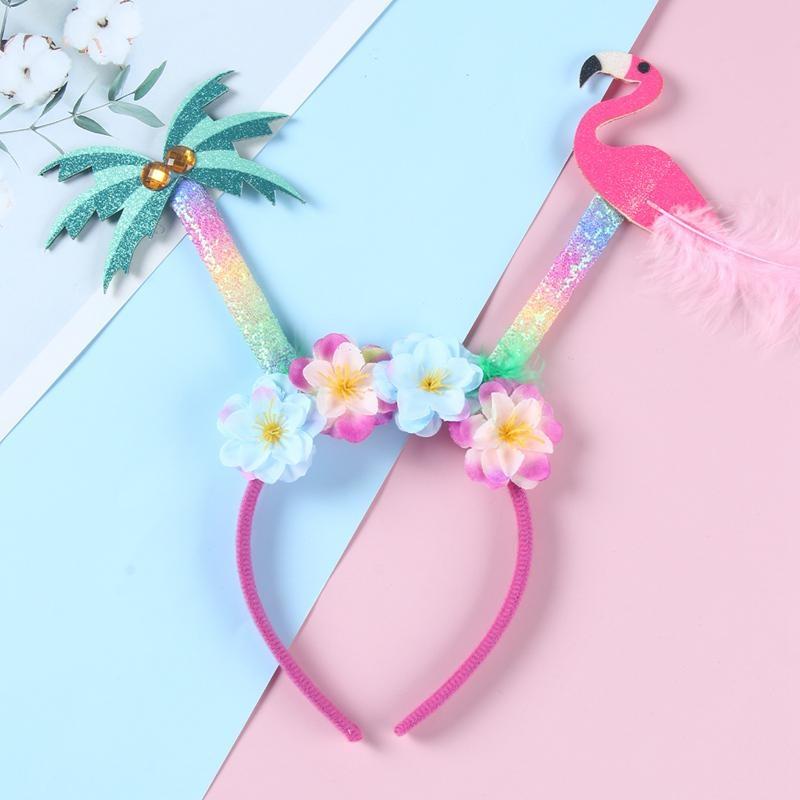 1 шт., повязки на голову для гавайской вечеринки, тропические повязки на голову для гавайской тематики с фламинго, декор для вечеринки в честь дня рождения, летняя пляжная вечеринка, реквизит для фотобудки, украшения