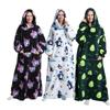 Winter Warm Fleece Hoodie Robe for Women 140cm Oversized Blanket with Sleeves Fleece Warm Hoodies Sweatshirts Women Hoody Robe