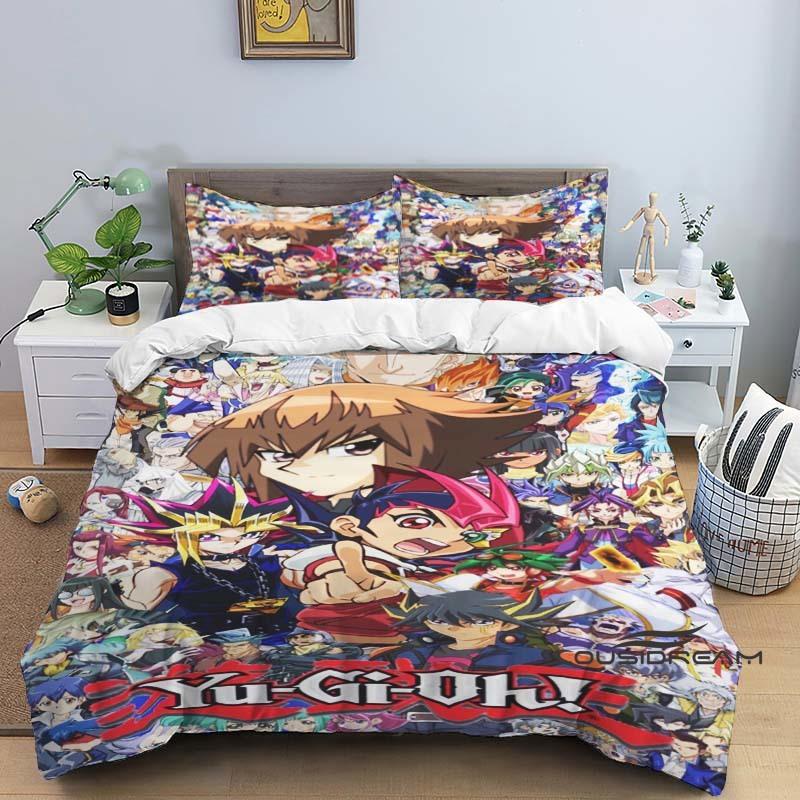 This three-piece cartoon-print (Yu-Gi-Oh!) bedding set—including one duvet cover and two pillowcases—makes for the perfect holid