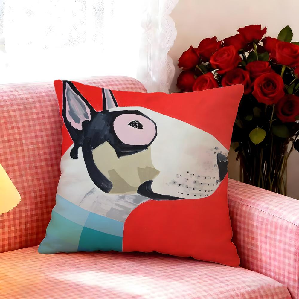 Fun Cartoon Bull Terrier Series Cushion Cover Premium Soft Pillowcase SkinFriendly MultiPurpose for Home Office Travel