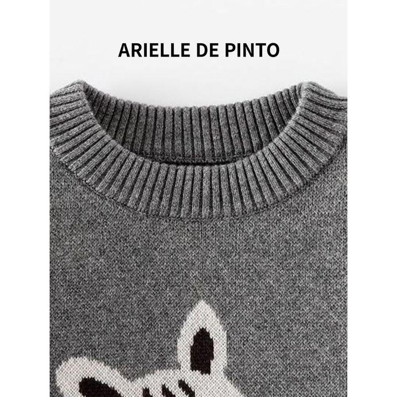 French Arielle De Pinto Knitted Sweater for Boys and Girls, Autumn and Winter Style, Korean Version, Pony Pullover, Core Yarn Jacquard