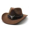 Hat Ethnic Style Cow Standard Western Cowboy Hat Roll Brim Retro Riding Wool Felt Hat