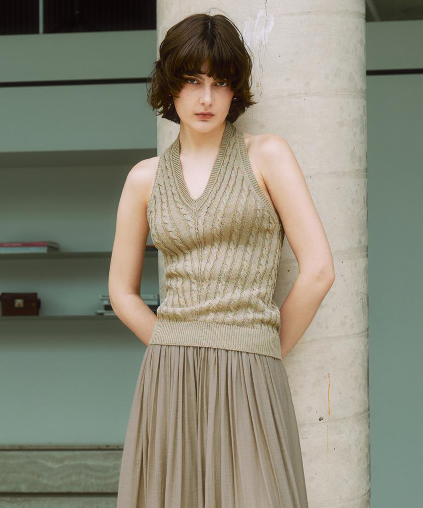 ZEROSTREET Lezero Cotton Twist Halterneck Knit / Sand Beige