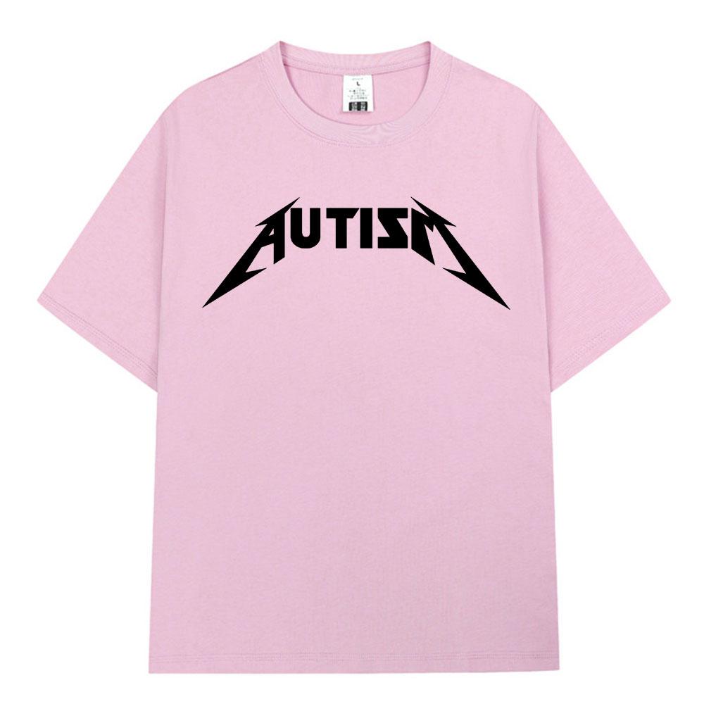 Autism Metal Rock Meme T-shirt Men Women Fashion Hip Hop Short Sleeve Oversized T-shirts 100% Cotton Comfort T Shirts Streetwear