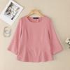 ZANZEA Women Casual Round Neck 3/4 Sleeve Loose Lace Splice Blouse