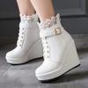 Wedge Shoes Ankle Boots For Women Platform Winter Autumn Lace-up Black White Women's Short Boots Wedge Shoes Female