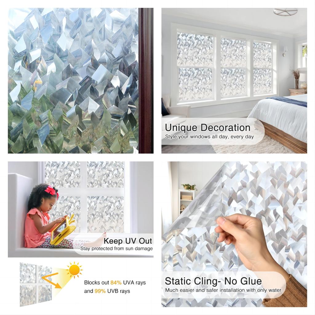 Пленка для защиты окон Матовая пленка для окон Статическая пленка УФ-блокирующая Съемные пленки для окон Непрозрачные покрытия для окон для дома