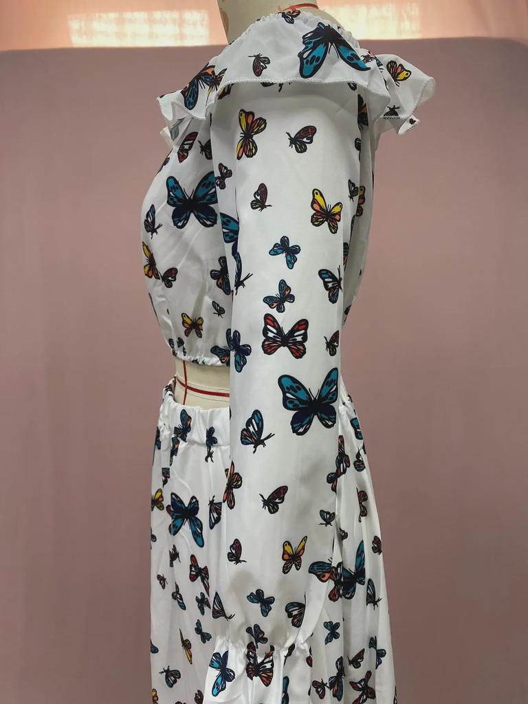 European & American Bohemian Butterfly Print Two-Piece Beach Dress (2025)