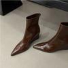Wind Skinny Boots Wedge Heel Short Boots Skinny Boots Pointed High Heel Retro Temperament Women