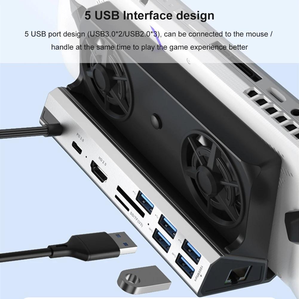 Док-станция-хаб для Asus ROG Ally 4K 60Hz, Док-подставка USB C, Гигабитный Ethernet 1000 Мбит/с для Steam Deck