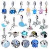 S925 Sterling Silver Starfish, Dolphin, and Turtle Charm Bracelet with Beaded Accessories