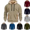 Модное мужское однотонное худи с длинным рукавом, утолщенное, на флисовой подкладке, с карманами