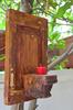 Rustic Teak Wood Candle Holder Sconce: Vintage Farmhouse Wall Decor