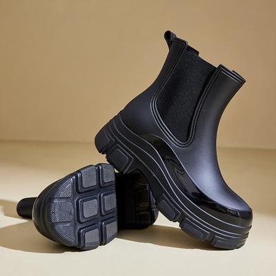 Весна и осень Новая классическая женская обувь Модный тренд Повседневные ботинки Челси с коротким рукавом Мягкие ботинки Челси с толстой подошвой Нескользящие ботинки