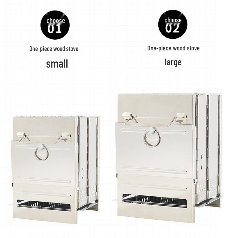 Уличная складная печь из нержавеющей стали для дров и древесного угля со встроенным устройством для розжига огня для кемпинга, барбекю и обогрева