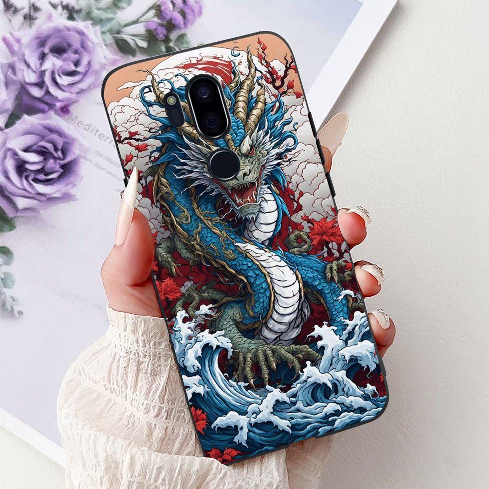 Чехол для LG G7 ThinQ Черный Силикон Милый Кот Модные Цветы Крутая Расписная Задняя Крышка Для Телефона LG G7ThinQ LMG710EM