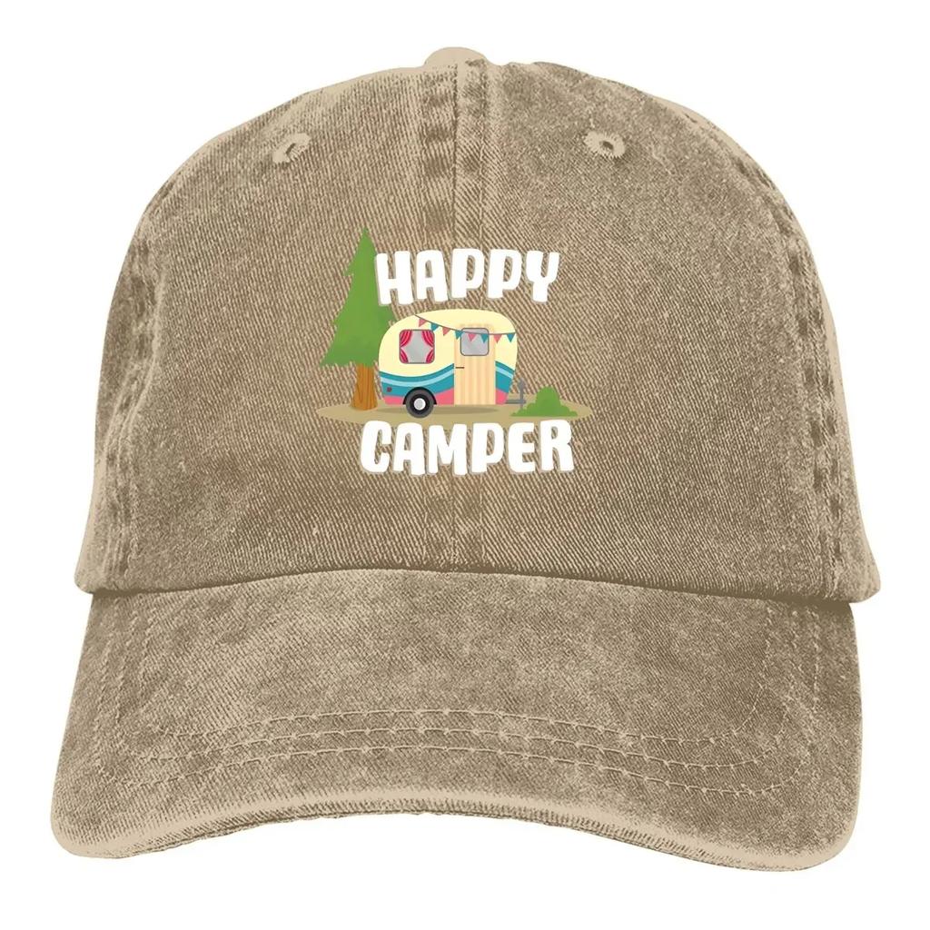 Camper Camping Multicolor Hat Peaked Womens Cap Happy Camper Trailer Personalized Visor Protection Hats