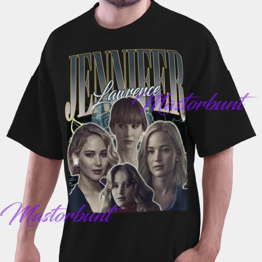 Mastorbunt 90s Retro Jennifer Lawrence Vintage T Shirt Celebrity Casual Fan Vintage Washed Homme Designer Clothes Stylish