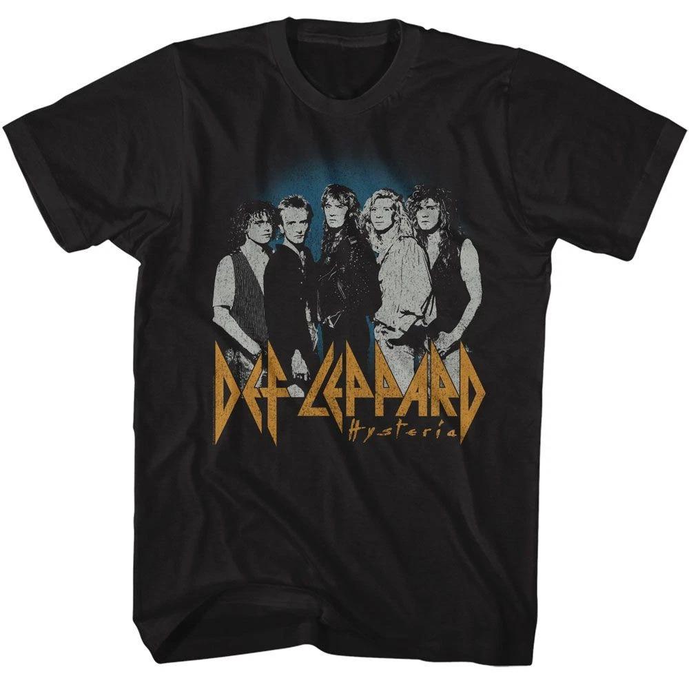 Def Leppard - Blue Fade Background - American Classics - Solid Black Adult Short