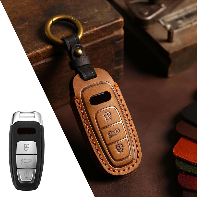 Кожаный чехол для автомобильного дистанционного ключа, чехол-брелок для A3 A4 B9 A6 A7 4K A8 E-tron Q5 Q8 C8 D5 SQ8, защитная сумка для ключей, аксессуары