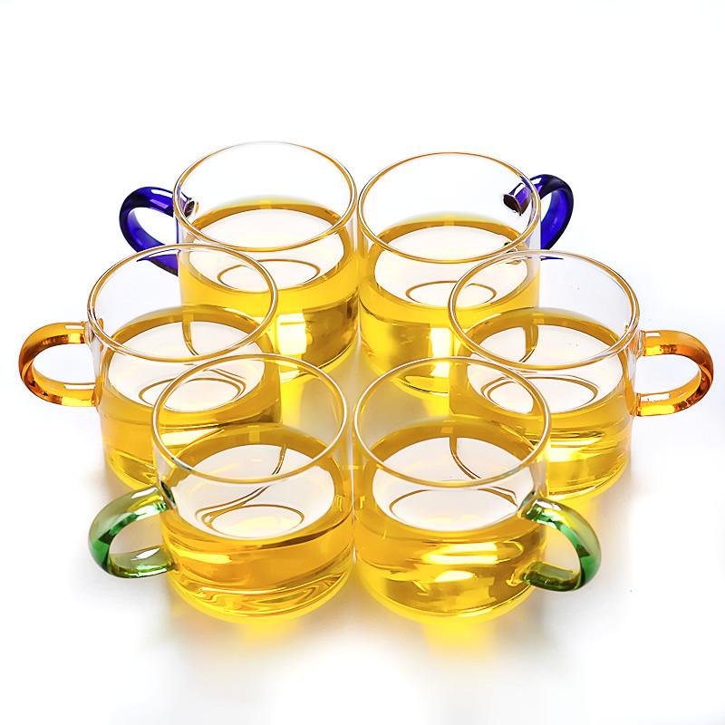 High Borosilicate Color Handle Glass Cup Milk Tea Cup Coffee Cup Household Small Capacity Kung Fu Tea Set Mini Tea Cup