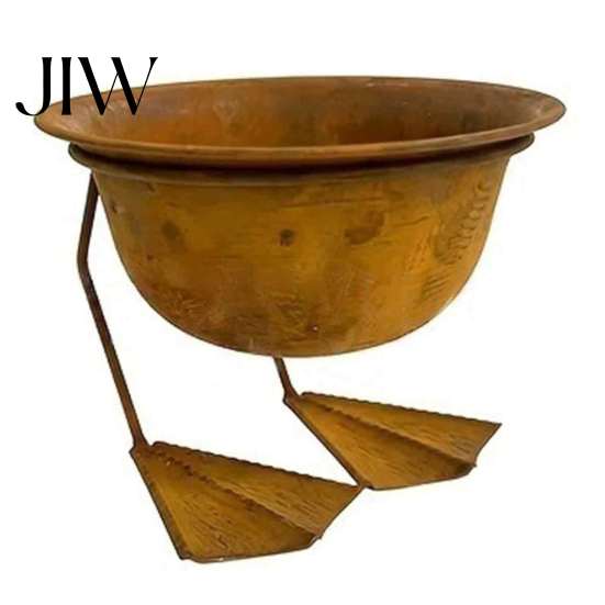 Outdoor Plant Container Metal Bird Foot Planter Bowl, Vintage Chicken Duck Paw Base Small Succulents Sculptural Flower Bowl Pot, Rustproof Flowerpot