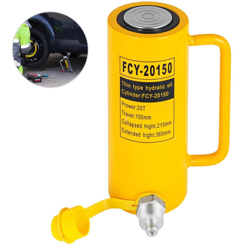 Hydraulic Cylinder Jack, 20 Ton Solid Ram Hydraulic Cylinder, 6 Inch Stroke Single Acting Hydraulic Cylinder, with Quick Connector Portable Hydraulic