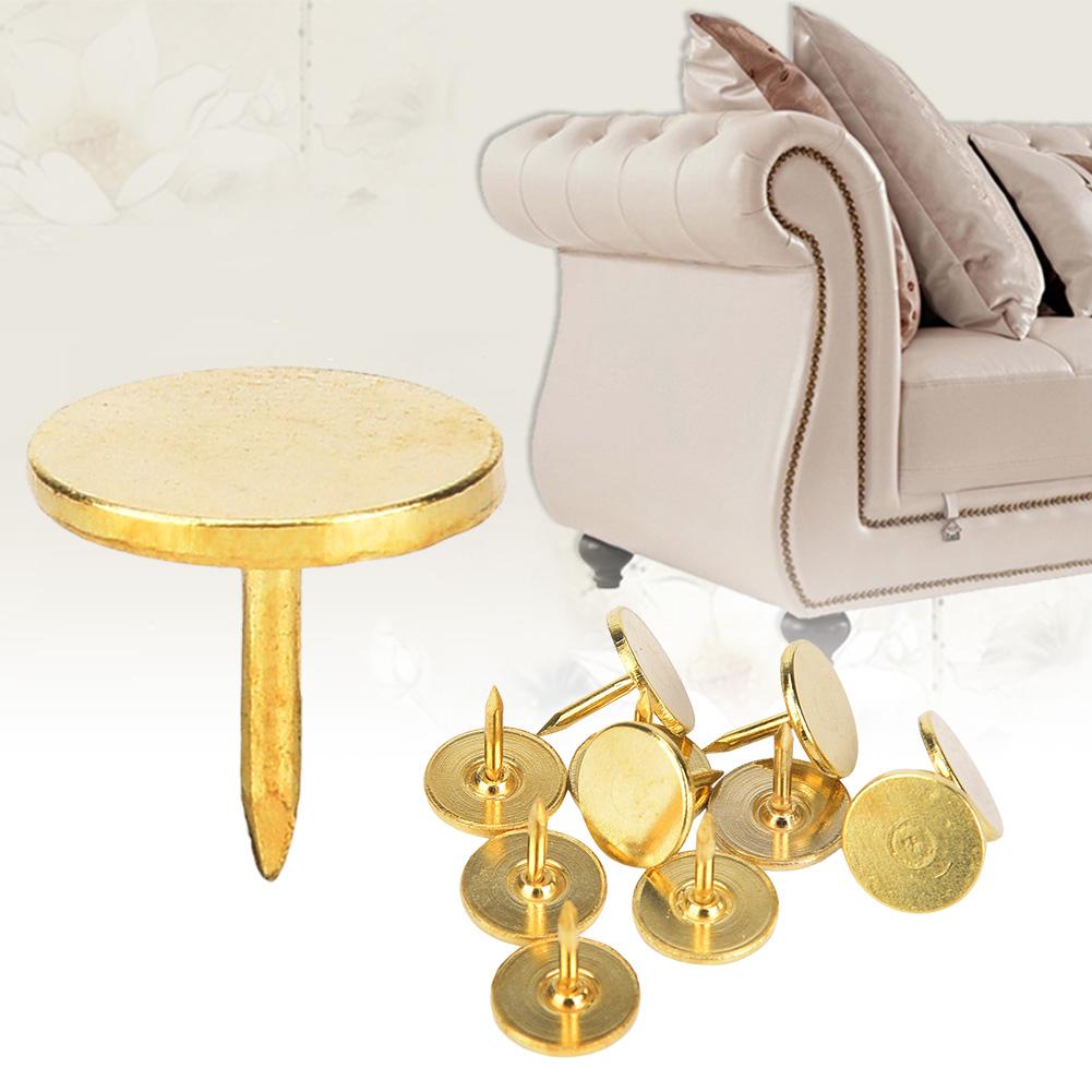 100 шт. плоская шляпка обивочного гвоздя круглая антикварная мебель декоративная чертежная кнопка желтый 9 x 8 мм